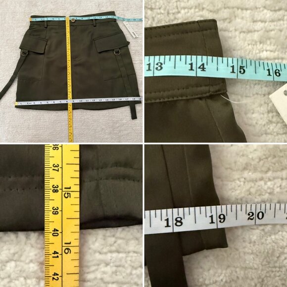 Aqua Olive Green Mini Skirt Size XS Cargo Style Pockets Belt Loops Lined - Picture 5 of 11